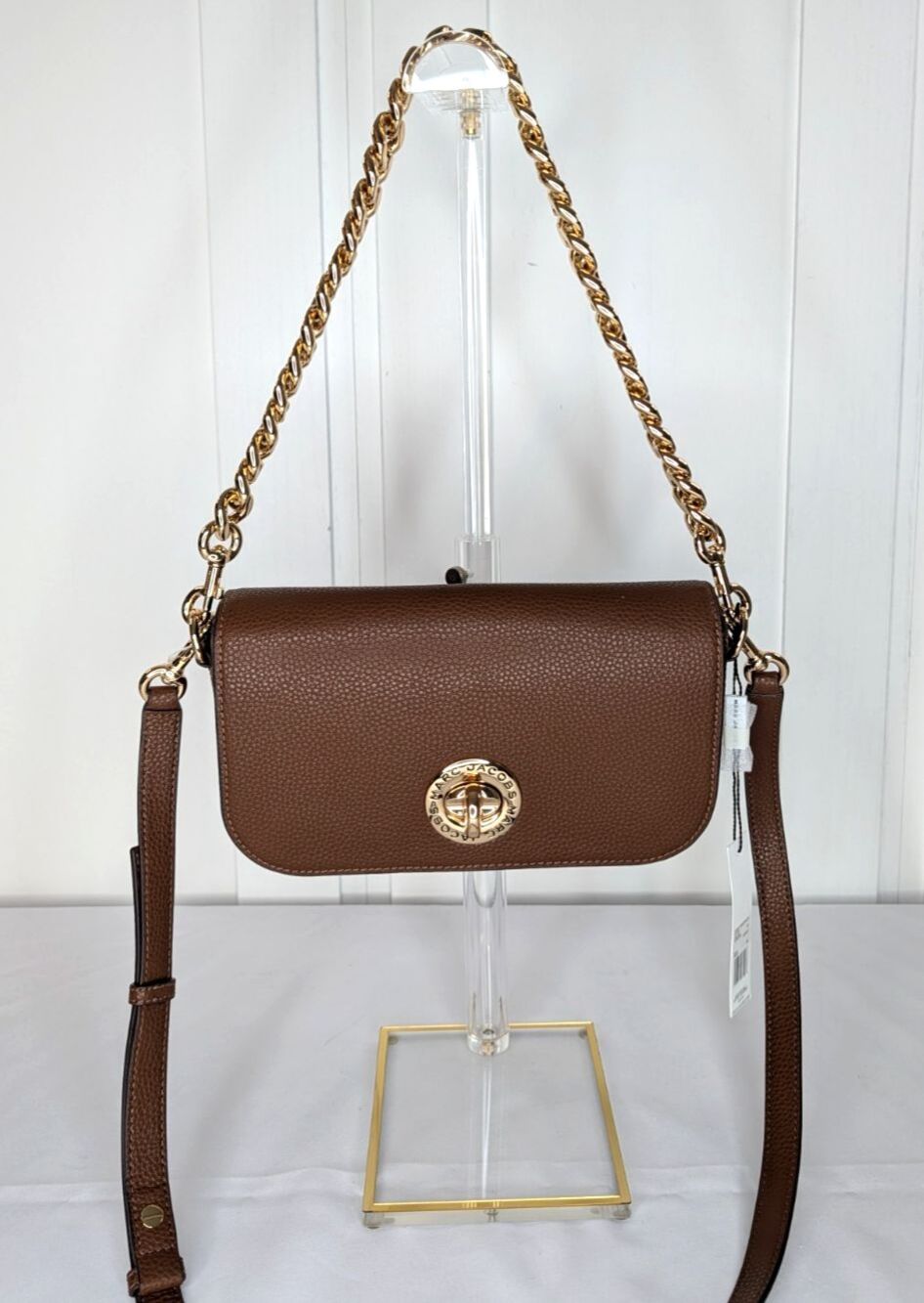 Marc Jacobs DTM Turnlock Shoulder Bag - Cognac Leather, Gold Chunky Chain, NWT